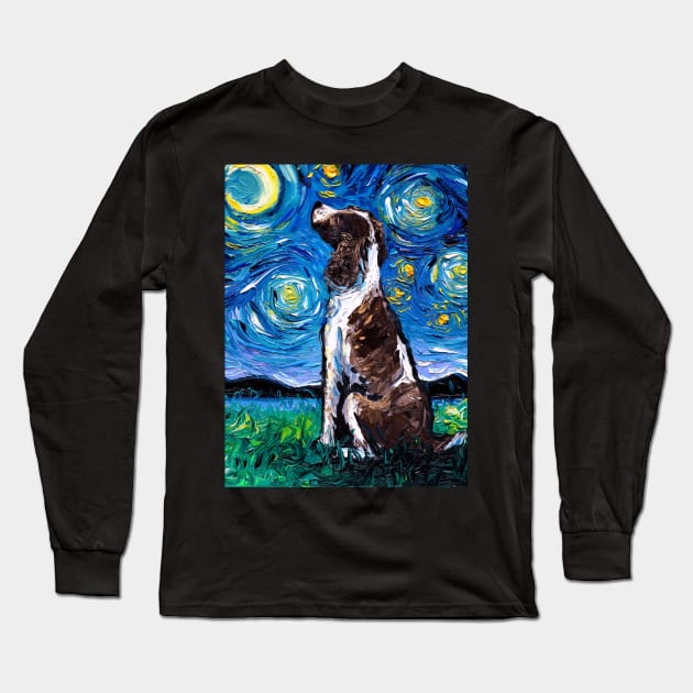 English Springer Spaniel Starry Night Long Sleeve T-Shirt by sagittariusgallery